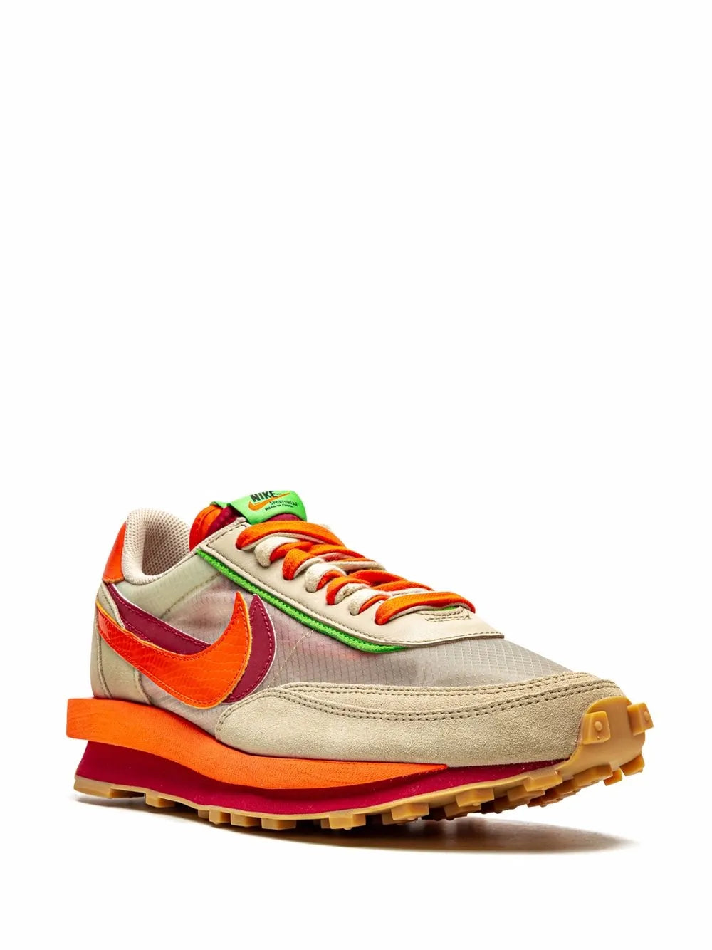 x sacai x CLOT LDWaffle "Net Orange Blaze" sneakers