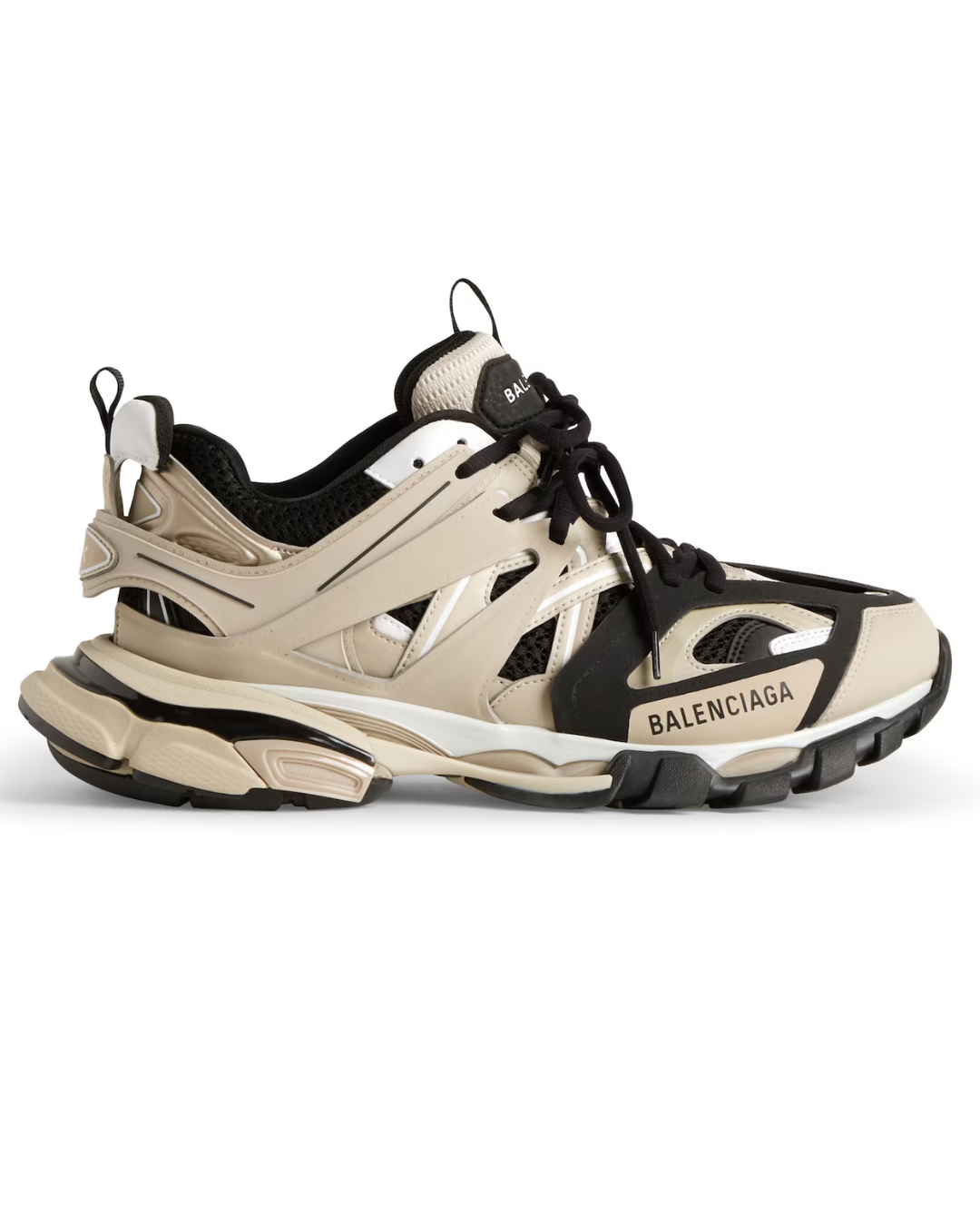 Track Sneaker in beige and black mesh and nylon