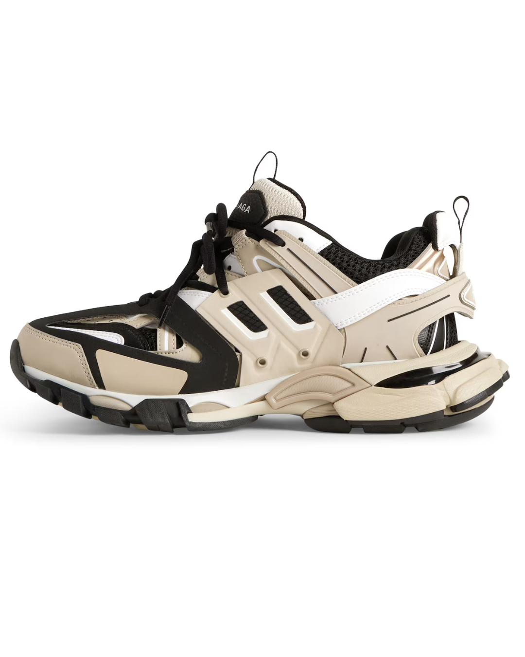Track Sneaker in beige and black mesh and nylon