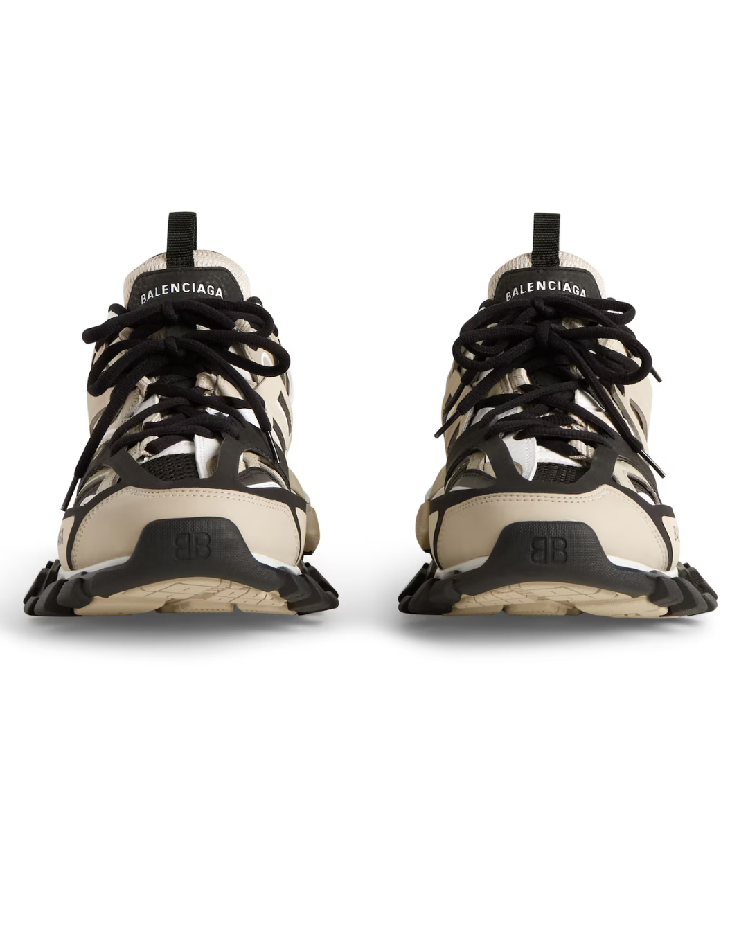 Track Sneaker in beige and black mesh and nylon