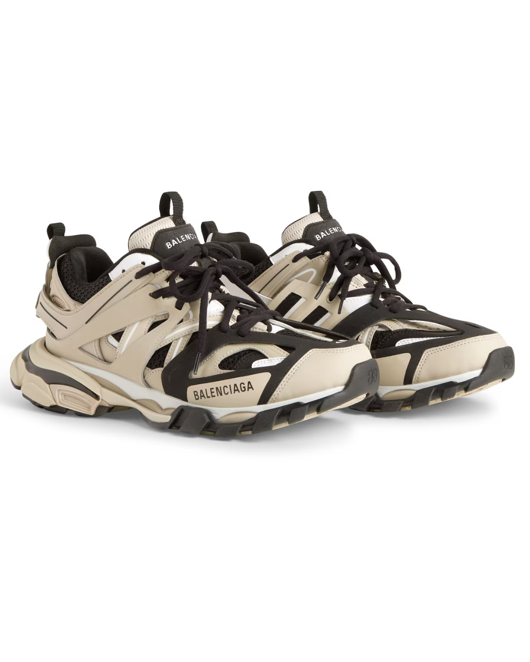 Track Sneaker in beige and black mesh and nylon