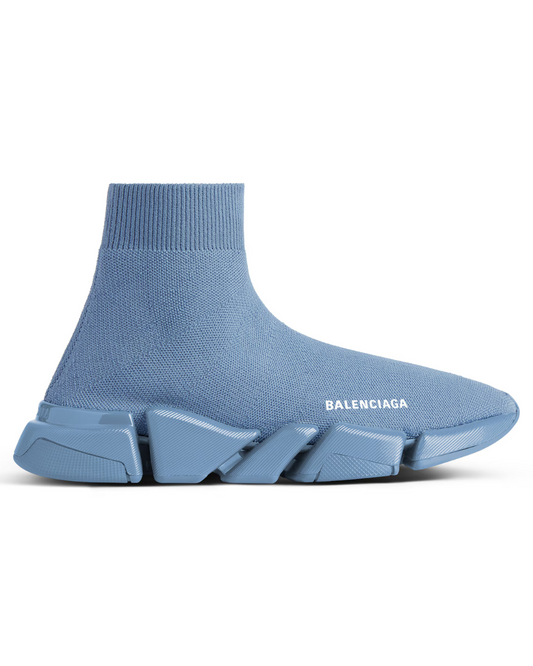 Sneaker Balenciaga Speed ​​2.0 in maglia riciclata blu sbiadito