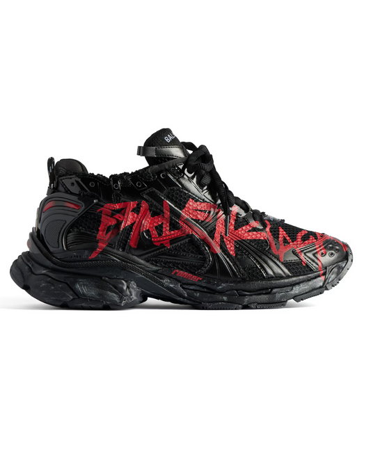 Balenciaga Runner Graffiti Sneaker in Black/Red